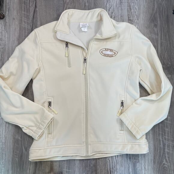 Gogo Fleece L Aspen Colorado Beige Softshell Zip Up Jacket Ski Coat Lodge Layer - Picture 1 of 14